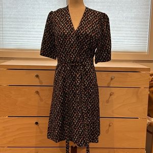Paul & Joe floral, wrap, knee length dress, size 42, like new.